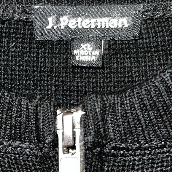 J Peterman Mens Varsity Black Gold Full Zip 100% Cotton Cardigan Sz XL - Picture 4 of 4